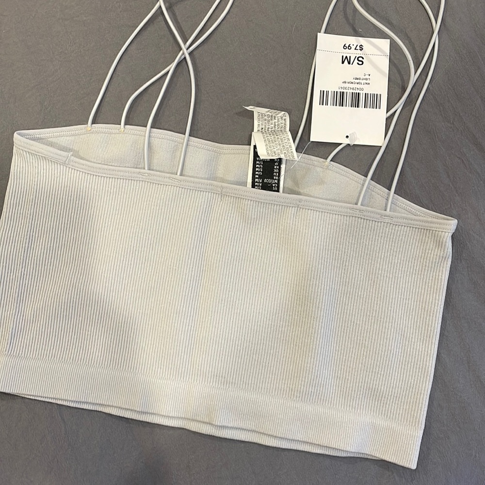 NWT Forever 21 - Cropped Gray Ribbed Top - Picture 2 of 2